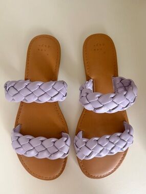 Braided Double-Strap Lilac Slide Sandals for Women